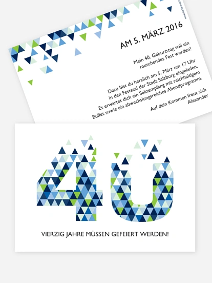 Einladung 40. Geburtstag Drei Ecken