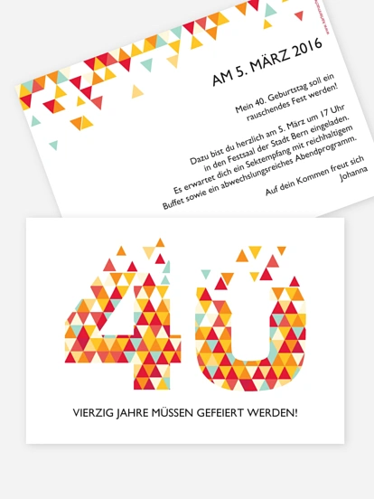 Einladung 40. Geburtstag Drei Ecken