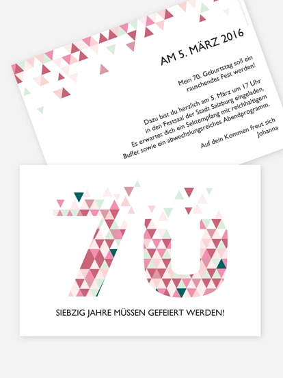 Einladung 70. Geburtstag Drei Ecken