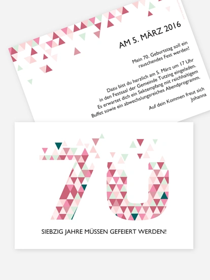 Einladung 70. Geburtstag Drei Ecken