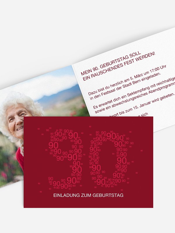 Einladung 90. Geburtstag Vielzahl