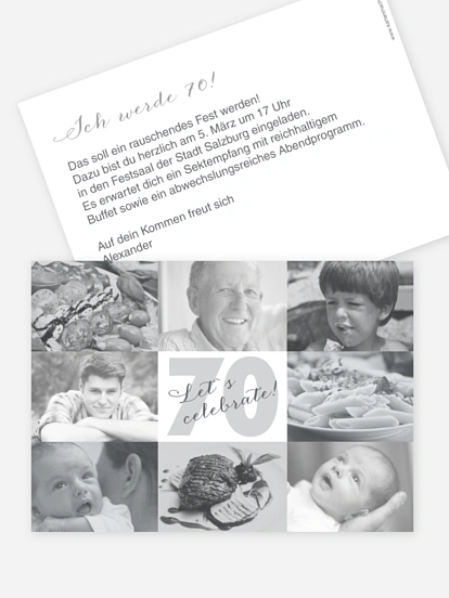 Einladung 70. Geburtstag Fotofelder