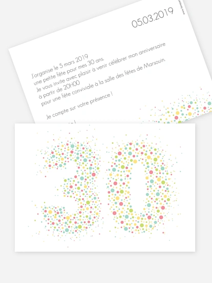 invitation anniversaire 30 Chiffre pétillant