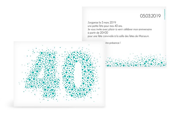 invitation anniversaire 40 Chiffre pétillant