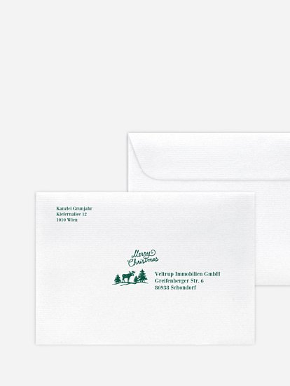 Bedruckte Umschläge geschäftl. Weihnachten Skandinavien