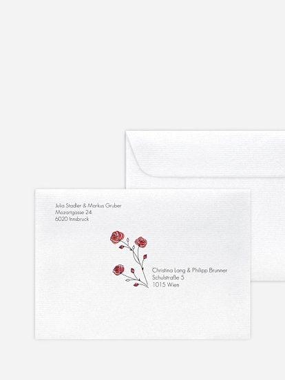 Bedruckter Briefumschlag Hochzeit Roses