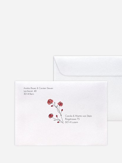 Bedruckter Briefumschlag Hochzeit Roses