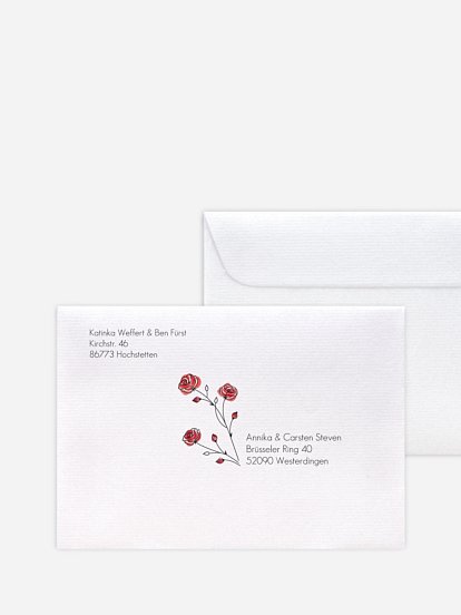 Bedruckter Briefumschlag Hochzeit Roses