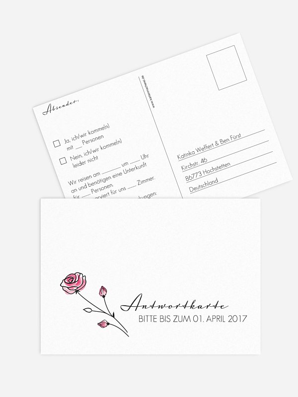 Antwortkarte Hochzeit Roses