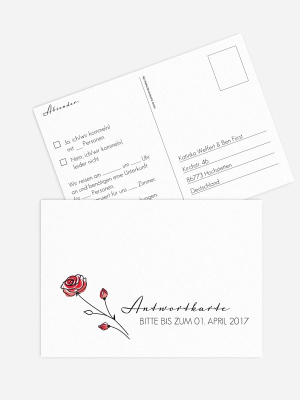 Antwortkarte Hochzeit Roses