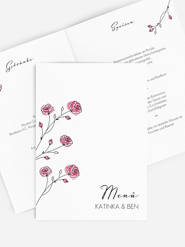 Menükarte Hochzeit Roses