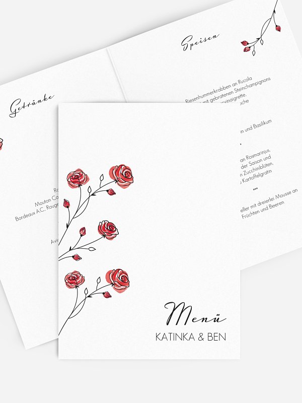 Menükarte Hochzeit Roses