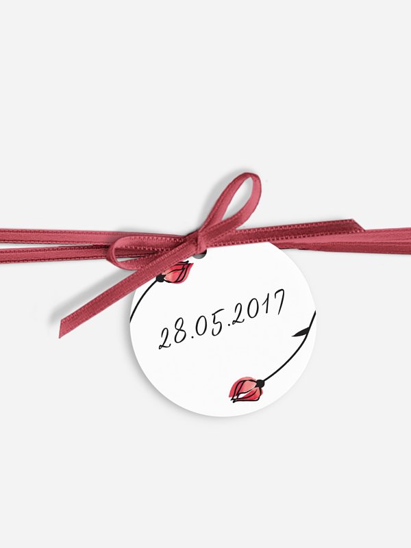 Anhänger mit Band zur Hochzeit Roses