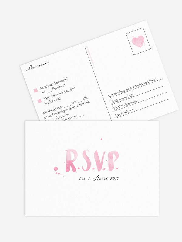 Antwortkarte Hochzeit Brush Lettering