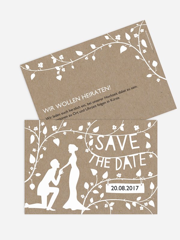 Save-the-Date Karte Romantisch Kraftpapier