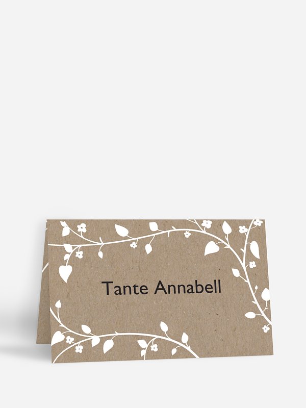Tischkarte Hochzeit Romantisch Kraftpapier