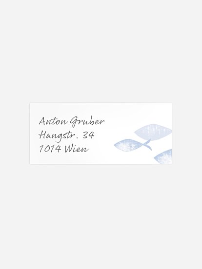Absenderaufkleber Konfirmation und Kommunion Fischschwarm