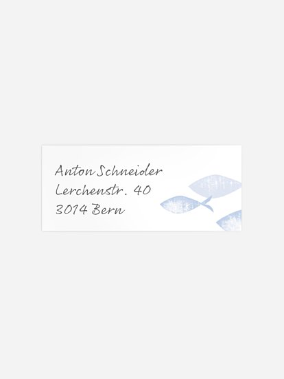 Absenderaufkleber Konfirmation und Kommunion Fischschwarm
