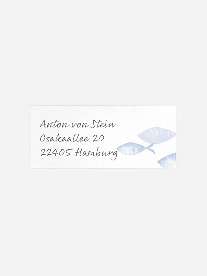 Absenderaufkleber Konfirmation und Kommunion Fischschwarm