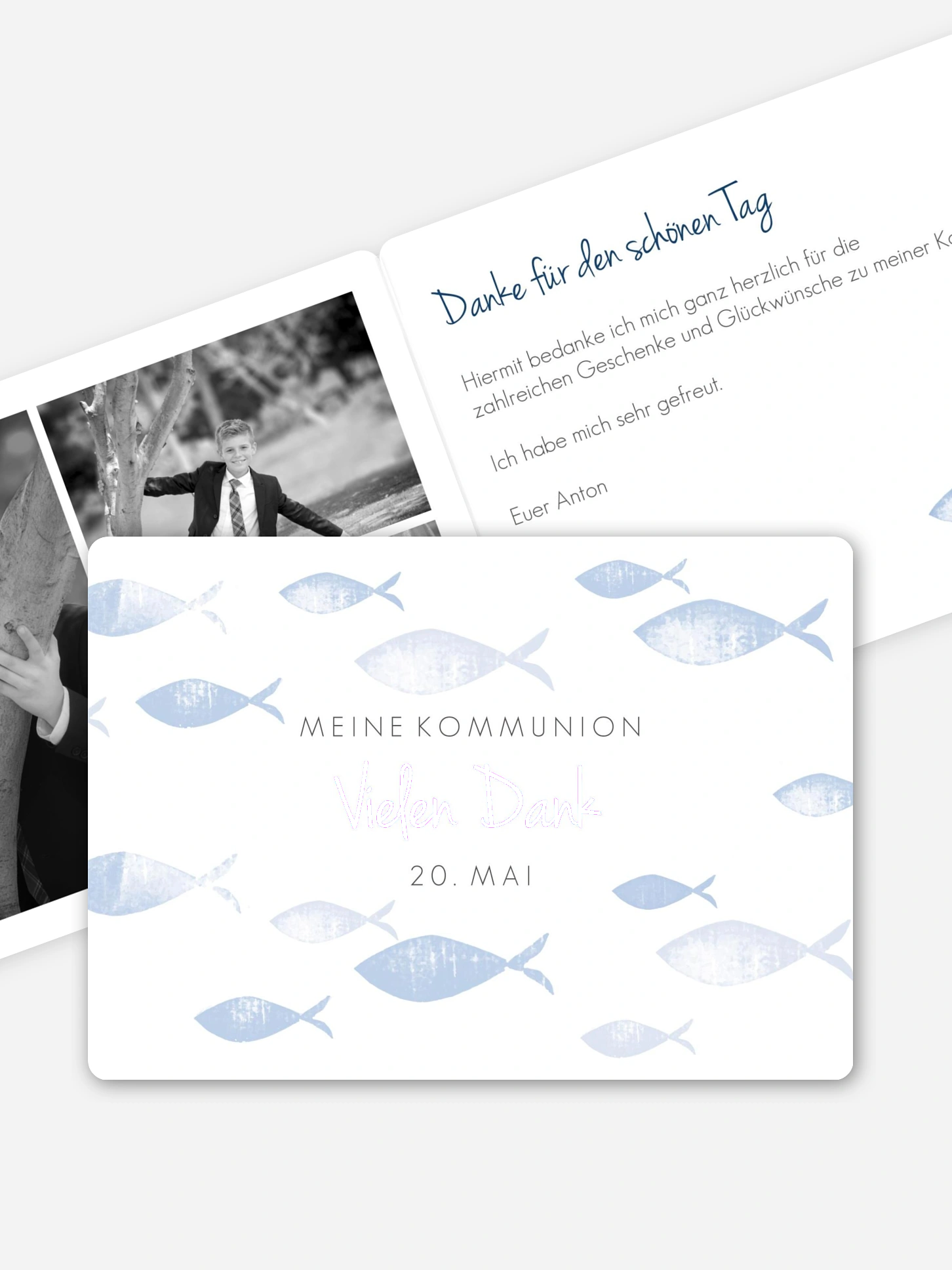 Danksagung Kommunion Fischschwarm