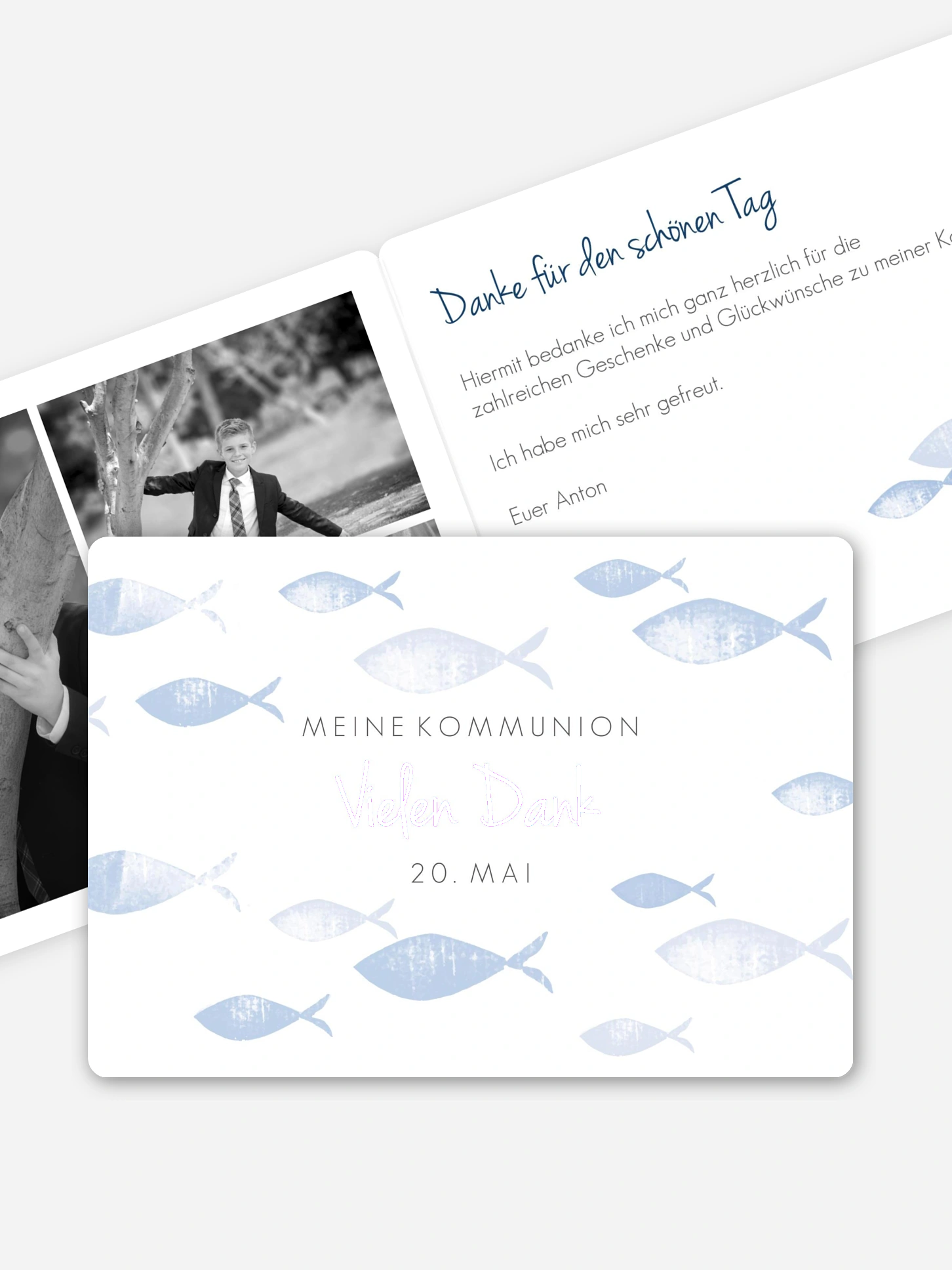 Danksagung Kommunion Fischschwarm