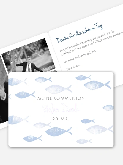 Danksagung Kommunion Fischschwarm