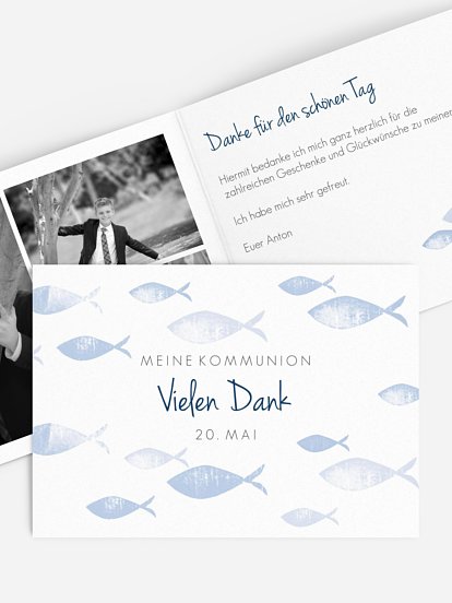 Danksagung Kommunion Fischschwarm
