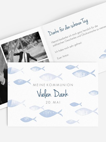 Danksagung Kommunion Fischschwarm