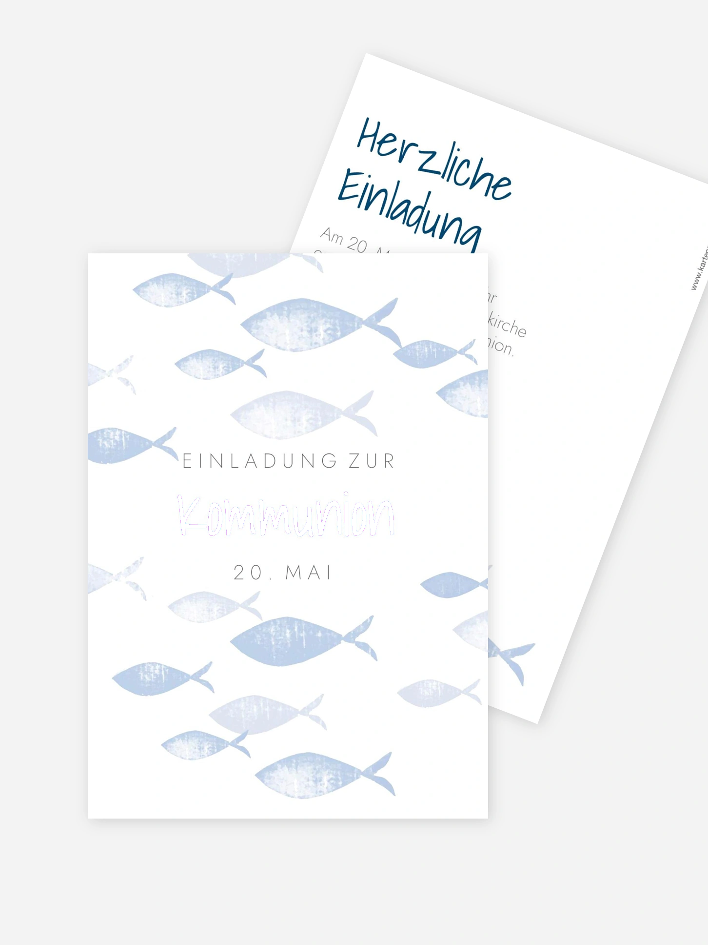 Kommunionseinladung Fischschwarm