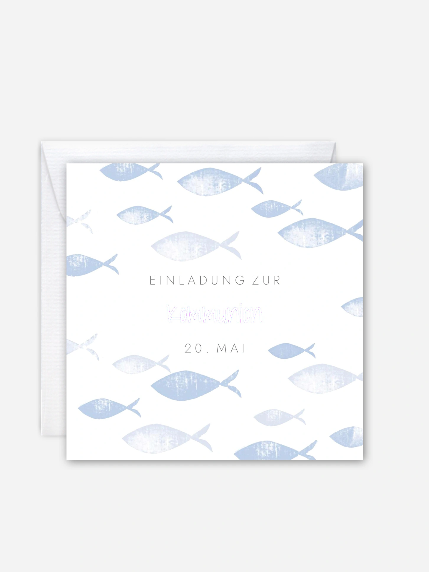 Kommunionseinladung Fischschwarm