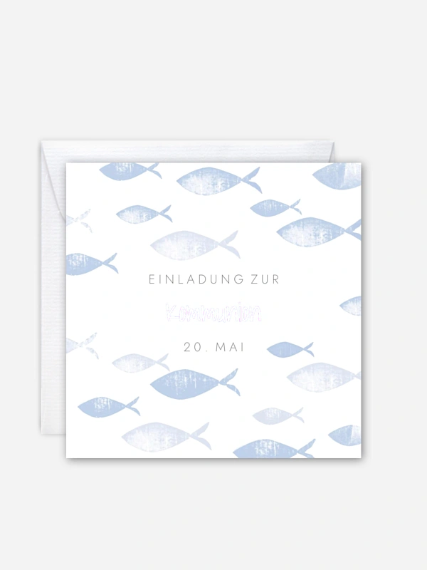 Kommunionseinladung Fischschwarm