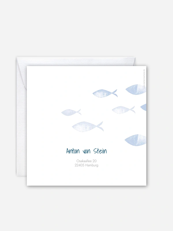 Kommunionseinladung Fischschwarm