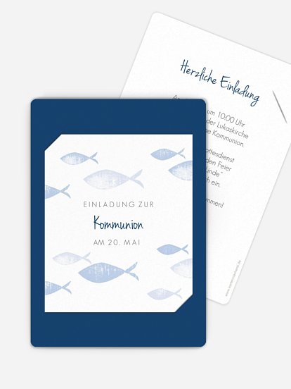 Kommunionseinladung Fischschwarm