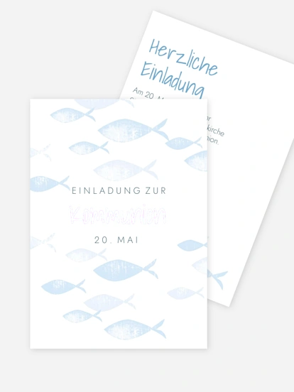 Kommunionseinladung Fischschwarm