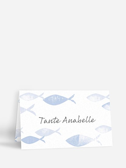 Tischkarte Kommunion Fischschwarm