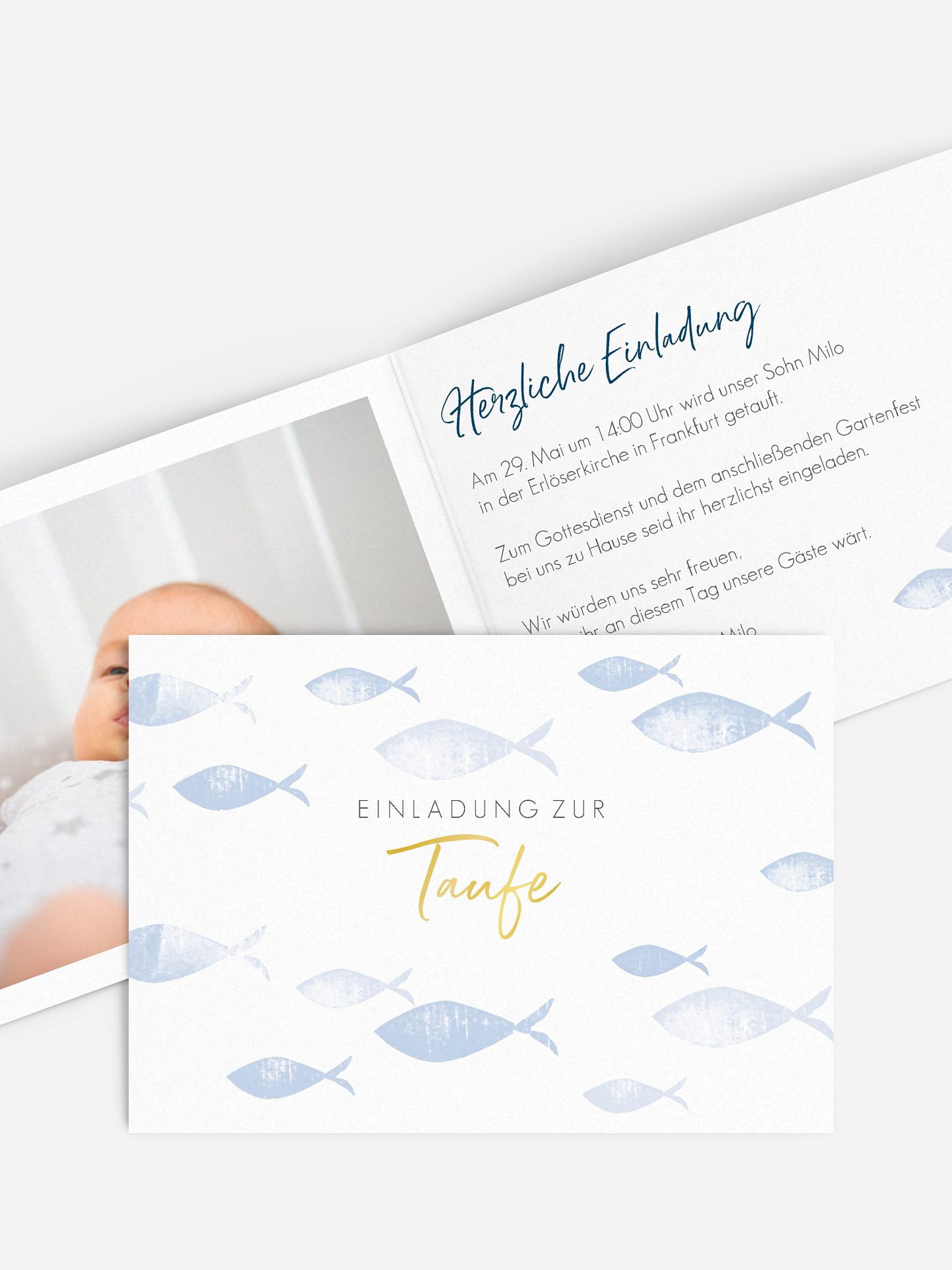 Taufeinladung Fischschwarm