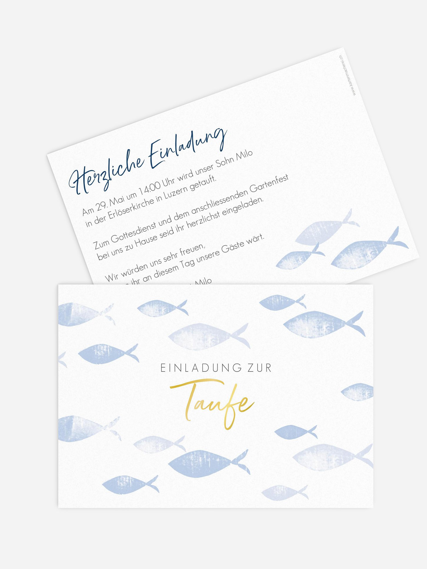 Taufeinladung Fischschwarm