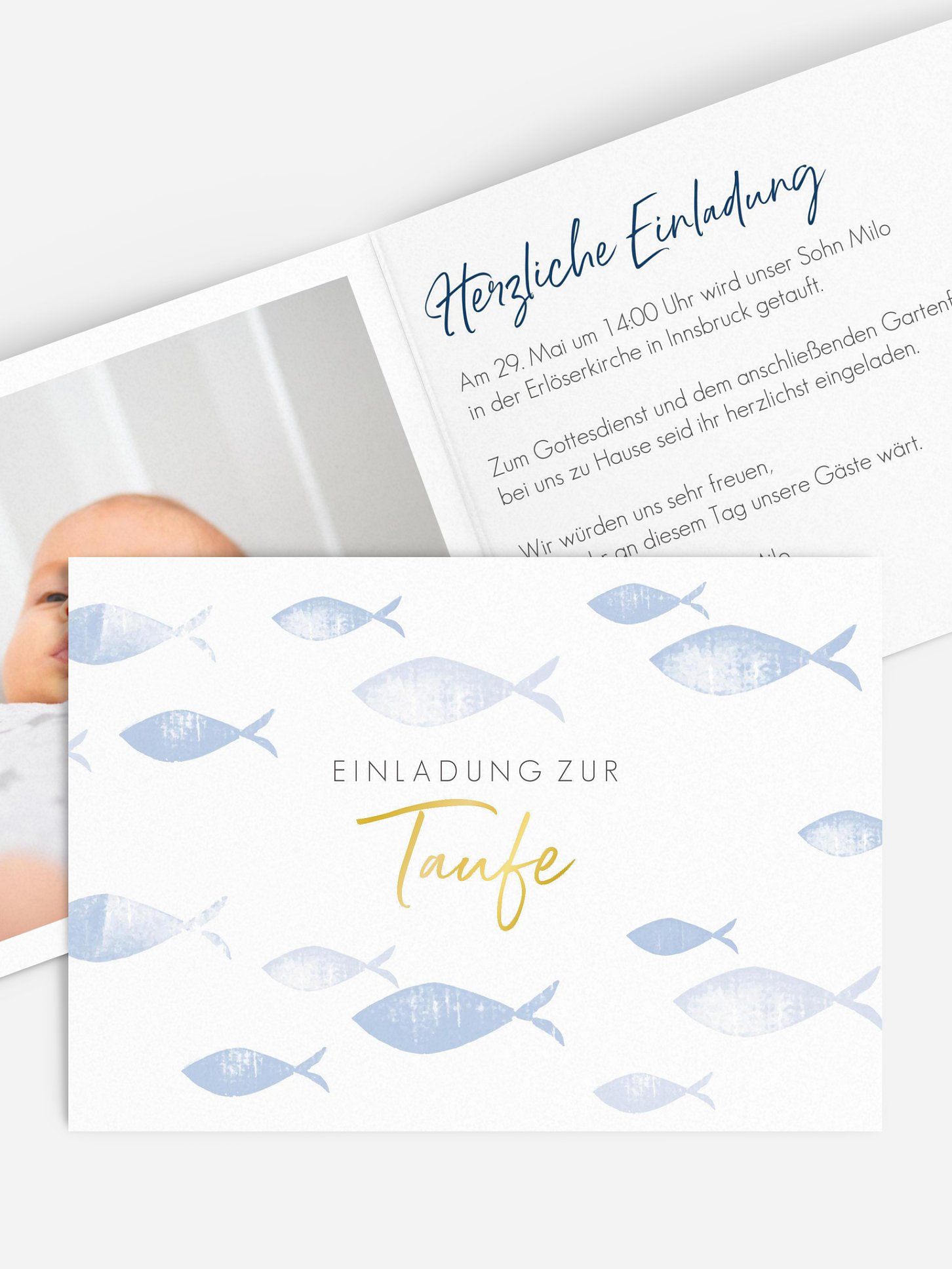 Taufeinladung Fischschwarm