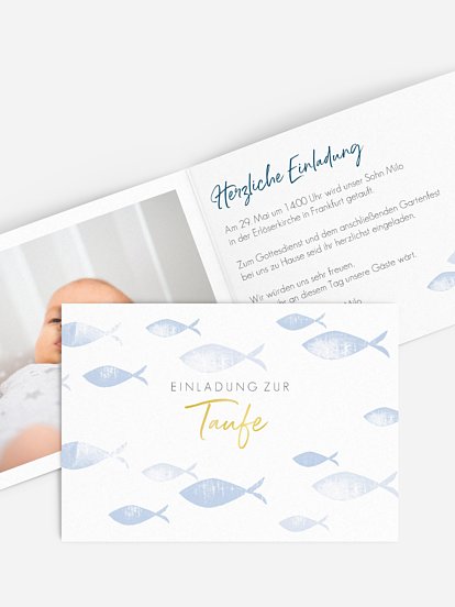 Taufeinladung Fischschwarm