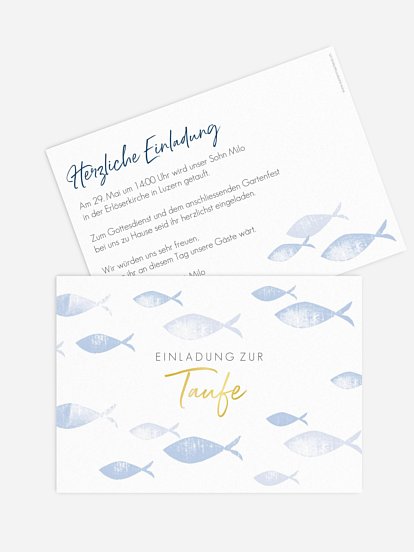 Taufeinladung Fischschwarm