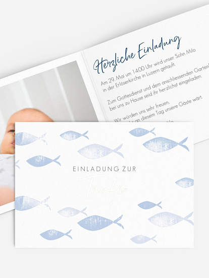 Taufeinladung Fischschwarm