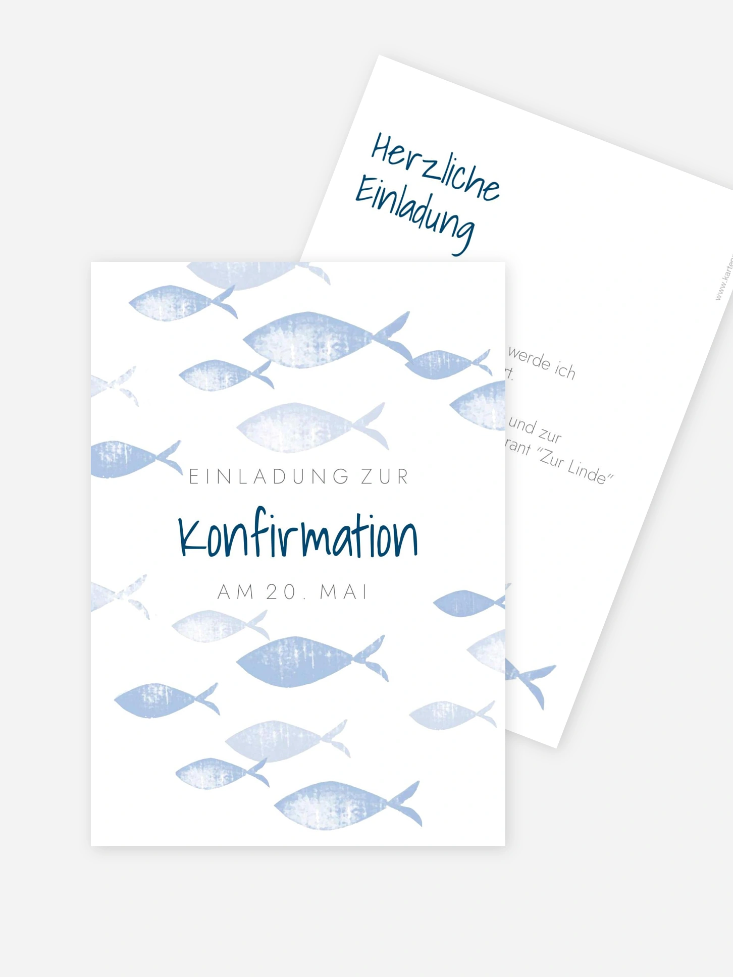 Konfirmationseinladung Fischschwarm