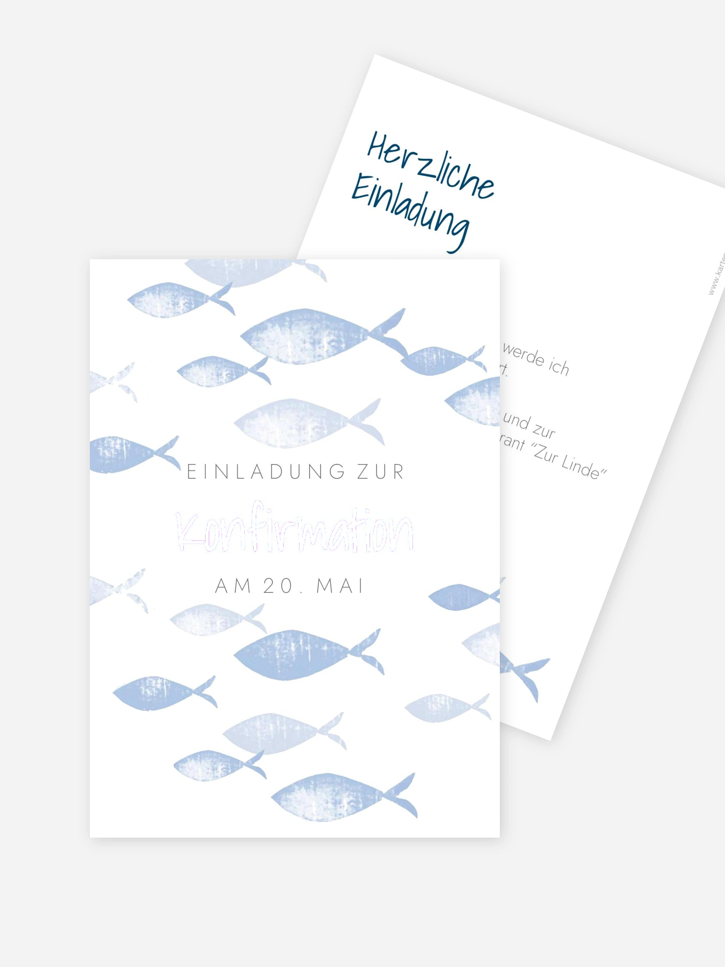 Konfirmationseinladung Fischschwarm