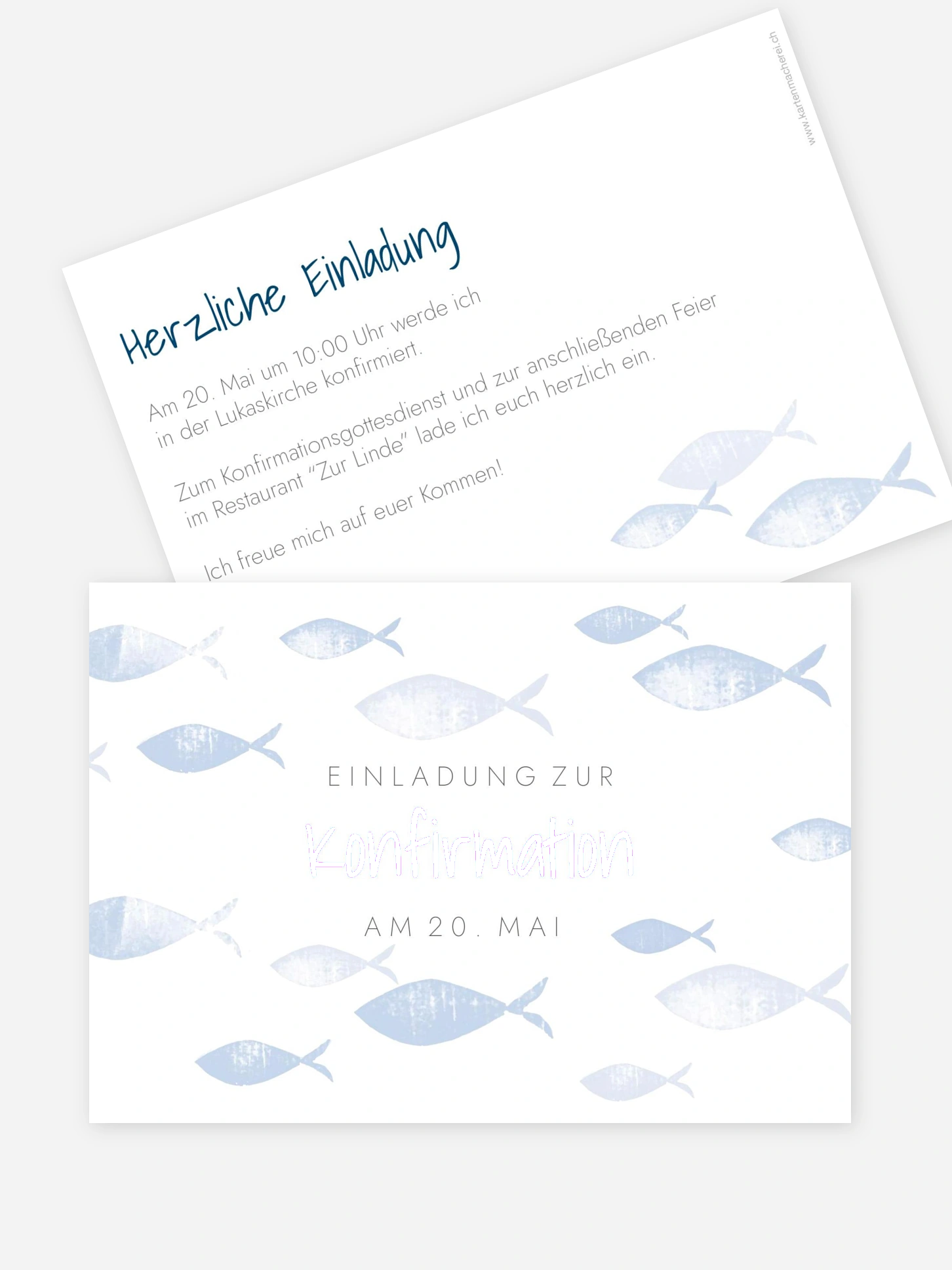 Konfirmationseinladung Fischschwarm