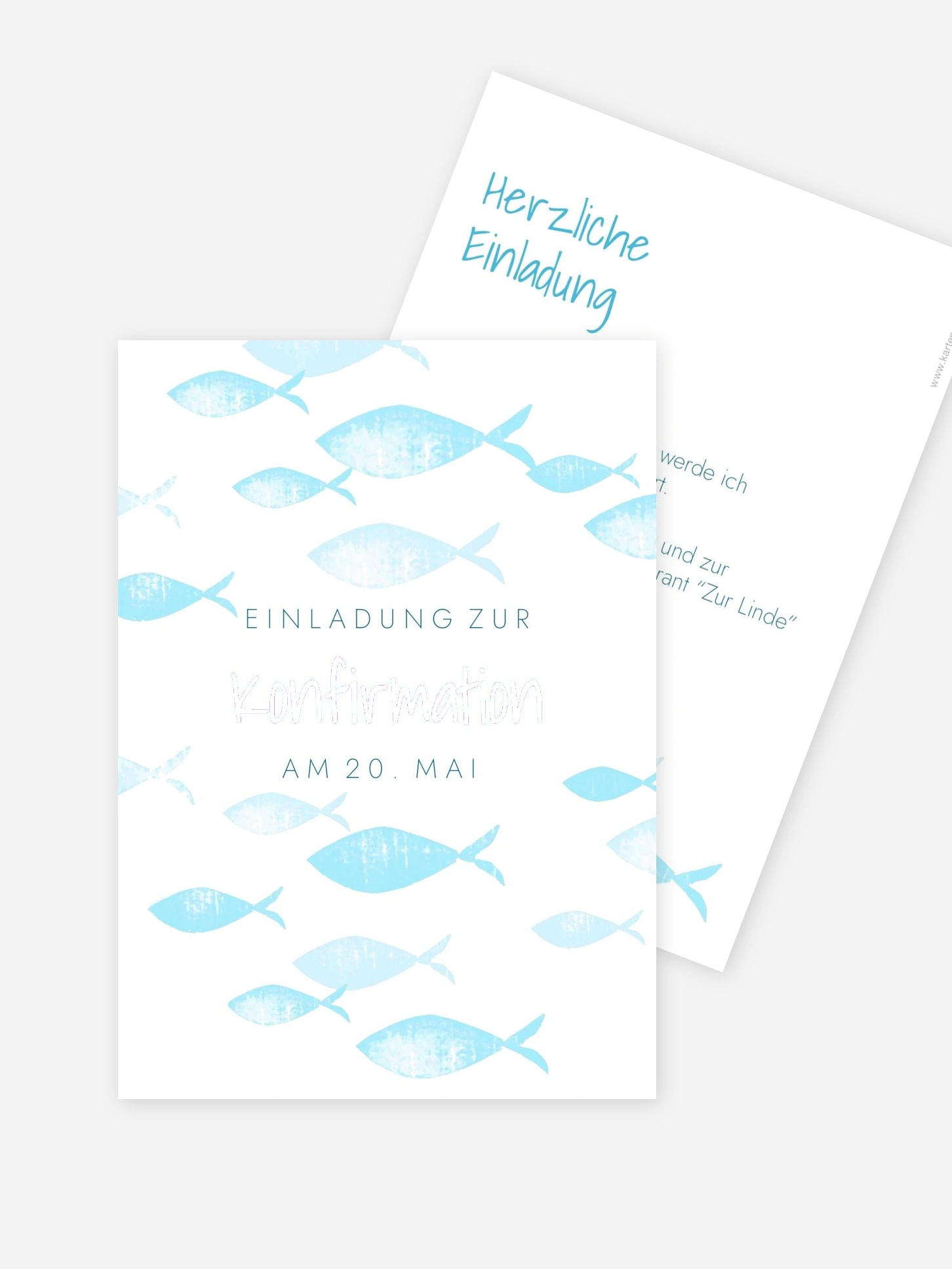Konfirmationseinladung Fischschwarm