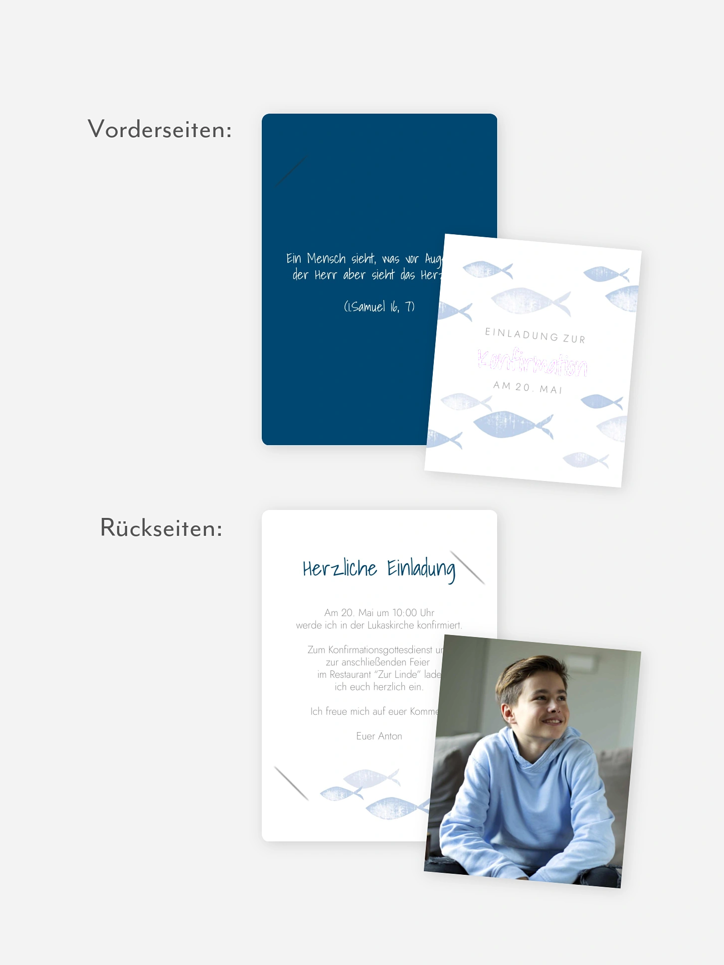 Konfirmationseinladung Fischschwarm