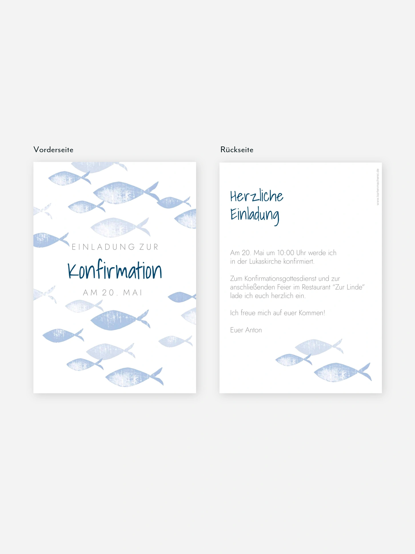 Konfirmationseinladung Fischschwarm