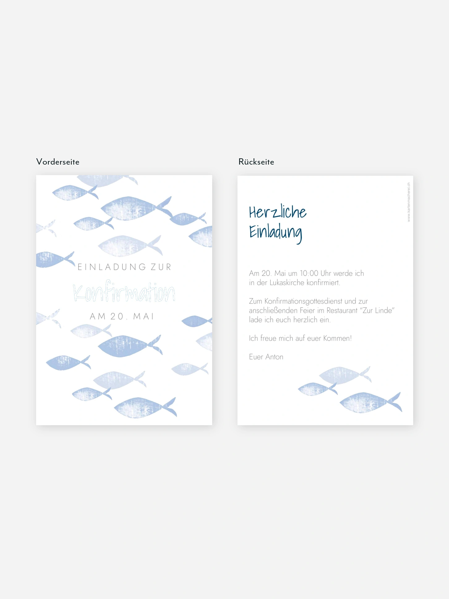 Konfirmationseinladung Fischschwarm