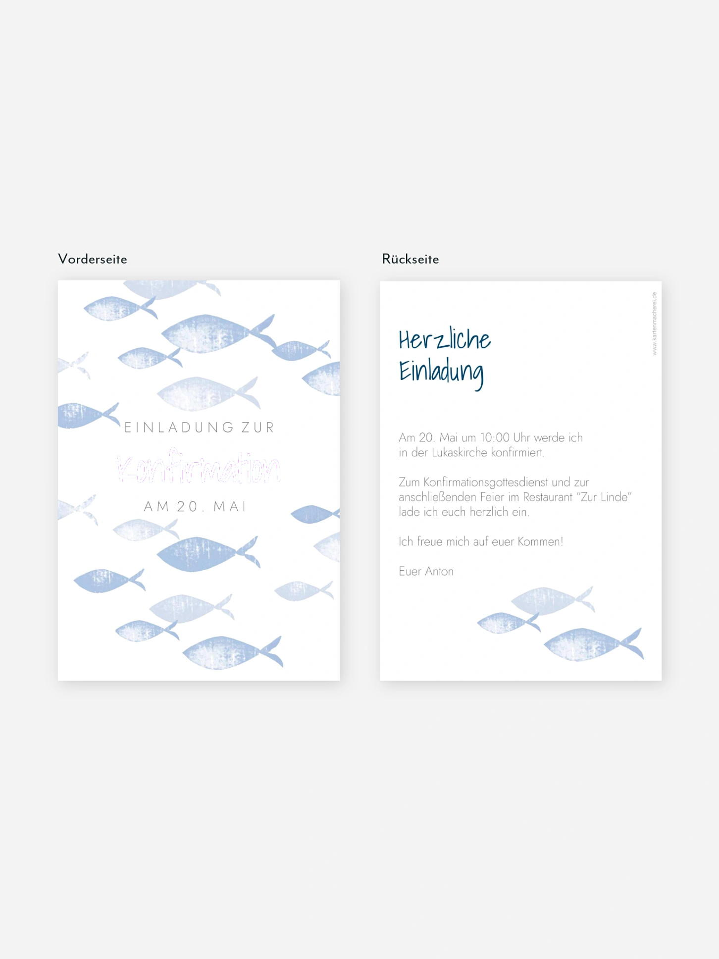 Konfirmationseinladung Fischschwarm