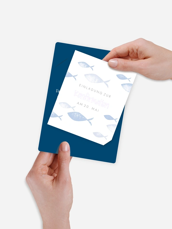 Konfirmationseinladung Fischschwarm